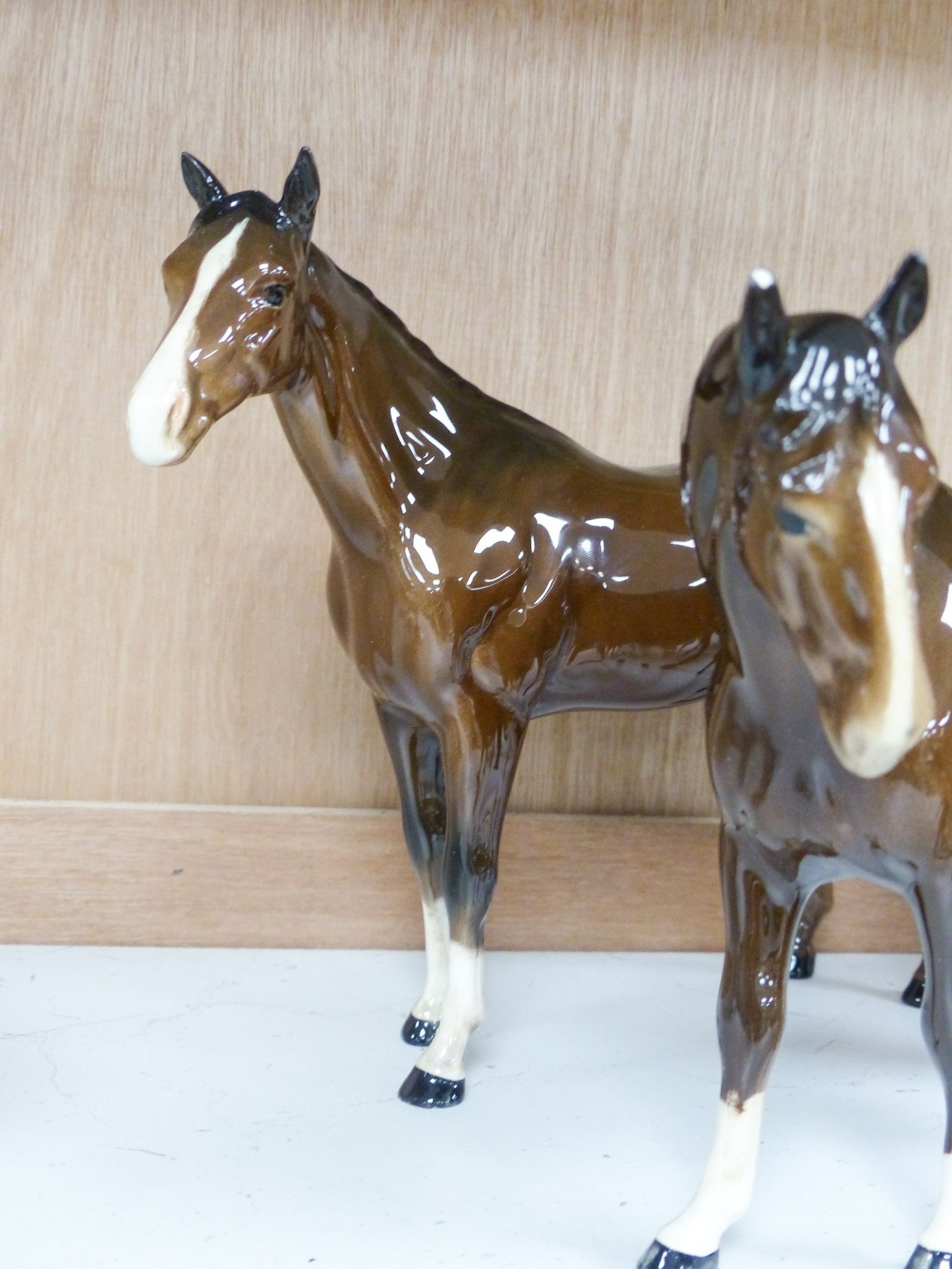 Five Beswick horses and two Beswick dogs, tallest 21.5 cm